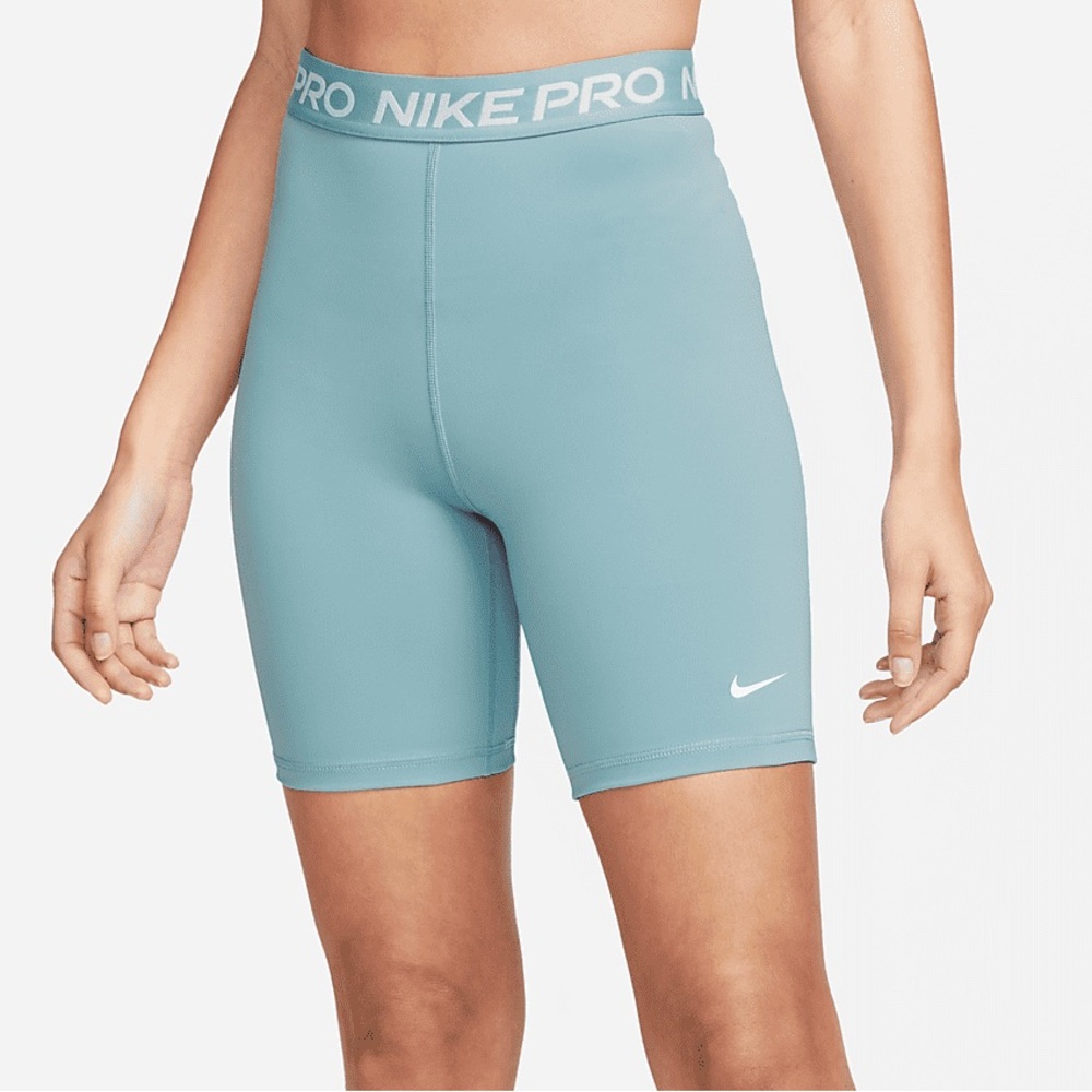 NWT Nike Pro 365
Women's High-Waisted 7" Shorts in color Denim Turquoise/White